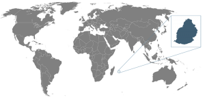 Weltkarte mit Mauritius im Fokus